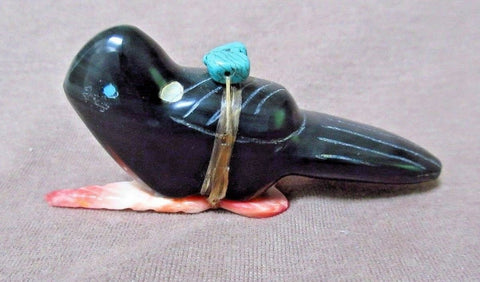 Native Zuni Black Marble Black Bird Fetish by Leland & Daphne Boone C2286