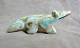 Native Zuni Jasper Wolf Fetish w Heartline by Donovan Laiwakete C3549