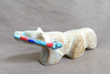 Native Zuni Jasper Wolf Fetish w Heartline by Donovan Laiwakete C4505