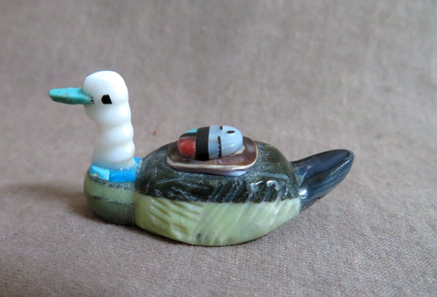 Native Zuni Multi-stone Duck w/ Sunface Fetish by Darrin Boone  C4374