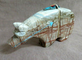 Native Zuni Picasso Marble Medicine Bear w heartline Fetish by Kevin Quam C3827