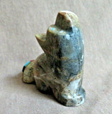 Native Zuni Picasso Marble Coyote Fetish w Inlay by Brandon Phillips - C3872