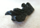 Native American Zuni Mini Jet Trio Ravens Fetish Carving by Rochelle Quam  C4000