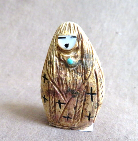 Native Zuni Jasper Corn Maiden Fetish Carving by Faye Quandelacy (D) - C4441