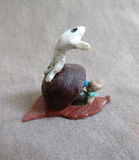 Native Zuni Antler Mini Jumping Frog Fetish Carving by Ruben Najera C4282