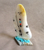 Native Zuni Mother of Pearl Large 2 Sided Maiden Fetish by Gloria Chattin C4568