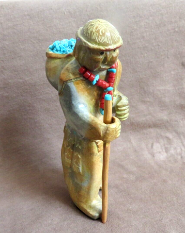 Native Zuni Zuni Rock Native Scout fetish Carving by Freddie Leekya C4085