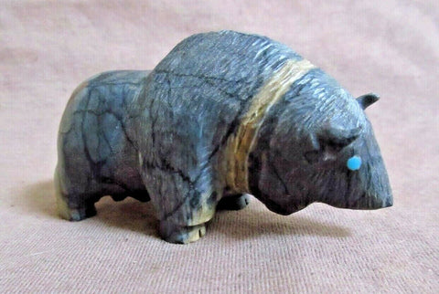 Native Zuni Amazing  Picasso Marble Buffalo Fetish by Farlan and P Quam - C3025