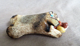 Native American Zuni Antler Adorable Pig w/ Rocks Fetish by Ruben Najera C4125