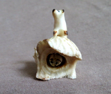 Native Zuni Antler Mini Bear Duo Emerging from Den Fetish by Ruben Najera C4555