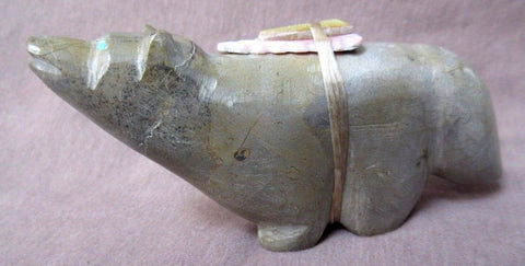 Native Zuni Gorgeous Picasso Marble Large Wolf Fetish by Delvin Leekya C0485