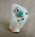 Zuni Mother of Pearl 2 Sided Corn Maiden Fetish by Vickie Quandelacy C3156