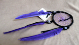 Native Navajo Handmade Medium Size Purple & Black Leather Dream Catcher  M0372