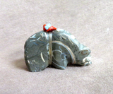 Native Zuni Fossilized Shell Medicine Bear Fetish Carving by Daryl Shack - C4577