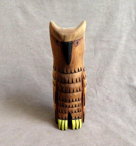 Native Zuni Large Wood Owl Carving Fetish by Al Lewis C4322