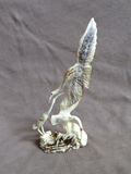 Amazing Native Zuni Antler Heron Trio Fetish Carving by Ruben Najera C4694