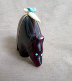 Zuni Red, Black  Bowlerite Bear Fetish by Leland Boone & Daphne Quam C4784