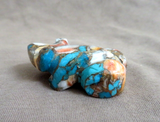 Zuni Spiny Oyster, Turquoise, & Copper Frog Carving by Kenric Laiwakete C4726