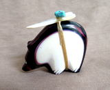 Zuni Red, Black  Bowlerite Bear Fetish by Leland Boone & Daphne Quam C4784