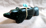 Native Zuni  Green Goldstone Wolf Fetish by Leland Boone & Daphne Quam C4699