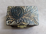 Native Zuni Wood Burned Rose Mini Wood Trinket Box by Ruben Najera M390