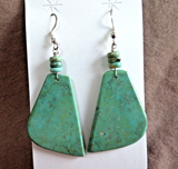 Santo Domingo Green Turquoise & Heishi Slab Hook Earrings by Lupe Lovato JE697