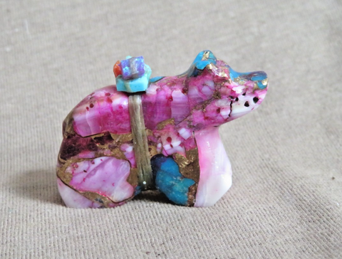 Native Zuni Powerful Purpl Dahlia Bear Fetish Carving by Daryl Shack - C4976