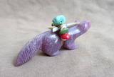 Zuni Purple Jade Wolf Fetish Carving by Rosella & Loubert Soseeah C4730