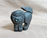 Native Zuni Jet Halloween Cat Fetish Carving by Rochelle Quam  C4840