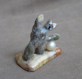 Zuni Mini Antler Cat Playing w a Ball Fetish Carving by Ruben Najera C4826