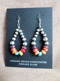 Navajo Sterling Silver Graduated Navajo Pearl and Multi-stone Earrings  JE682