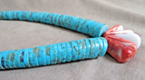 Large Santo Domingo Turquoise & Spiny Oyster 18.5" Necklace by Lupe Lovato JN522