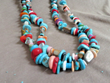 Native Navajo Multi-stone & Heishi 2 Strand Trade bead 26" Necklace JN513
