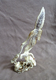 Amazing Native Zuni Antler Heron Trio Fetish Carving by Ruben Najera C4694