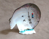 Zuni Mother of Pearl 2 Sided Bear Maiden Fetish Carving by Gloria Chattin C4704