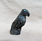 Native Zuni Jet Classic Raven Fetish Carving by Rochelle Quam  C4851