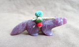 Zuni Purple Jade Wolf Fetish Carving by Rosella & Loubert Soseeah C4730