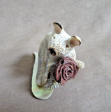 Native Zuni Antler Koala Bear w/ Rose Fetish Carving by Ruben Najera C4856