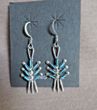 Zuni Sterling & Turquoise Squash Blossom Necklace & Earrings by E Edaakie JN518