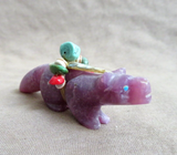 Zuni Purple Jade Wolf Fetish Carving by Rosella & Loubert Soseeah C4730