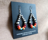 Navajo Sterling Silver Graduated Navajo Pearl and Multi-stone Earrings  JE682