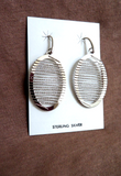 Native Navajo Sterling Silver Wire Wrapped Oval Dangle Hook Earrings JE680