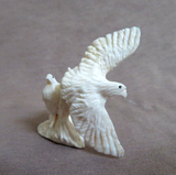 Native Zuni Antler Mini Eagle Duo Fetish Carving by Ruben Najera C4739