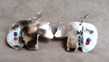 Native Zuni Mother of Pearl Bear & Corn Maiden Earrings by Gloria Chattin JE675