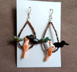 Native Zuni Multi-stone 3 birds Fetish Hook Earrings by Neil Thomas JE670