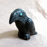 Native Zuni 2" Jet Classic Raven Fetish Carving by Rochelle Quam  C4757