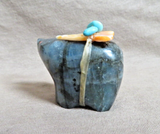 Native Zuni Labradorite Bear w Bundle Fetish by Leland Boone & Daphne Quam C4850