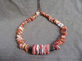 Native Navajo Extra Large Orange Spiny Oyster Necklace by Helen Little JN493