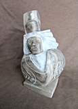 Native Navajo Alabaster  Native Woman, & Olla Sculpture by S Enoah  M0037