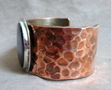 Native Navajo Copper and Abalone Chunky Cuff Bracelet by J Monnereau JB278
